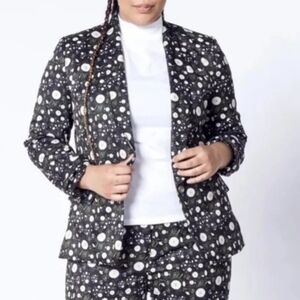 Wildfang Blazer pant suit set black daisy floral print MEDIUM jacket 8 WFB4070